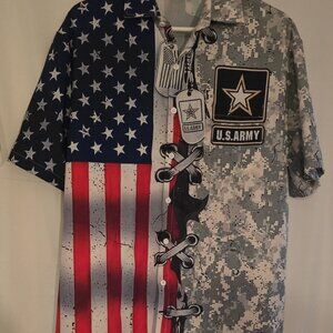 US Army Veteran Hawaiian Shirt Men's Medium